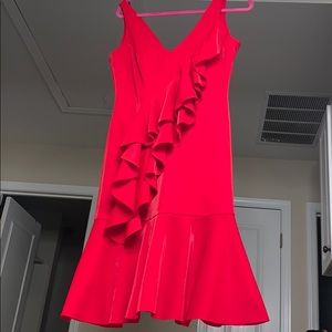 Red Ruffle Formal Cocktail Dress